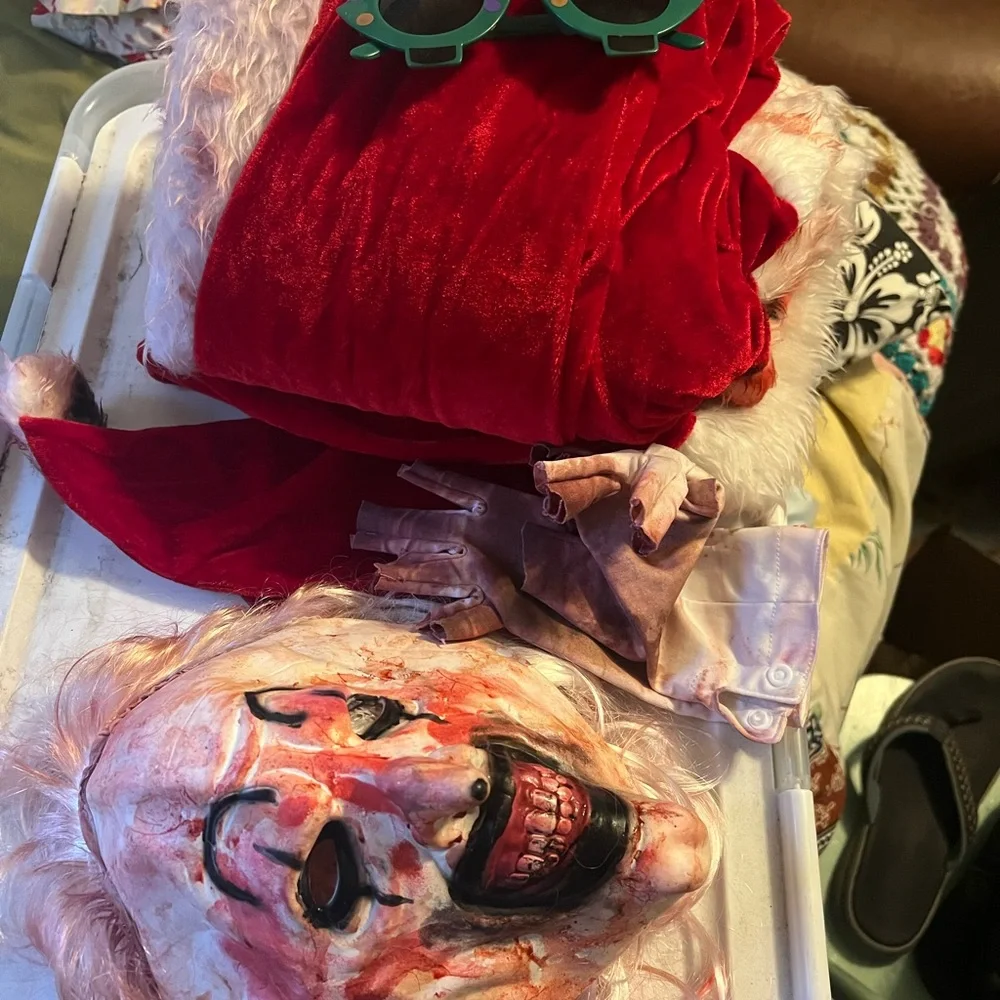 Red and White TERRIFIER SANTA ART THE Clown Costume with Mask - Picture 2 of 4